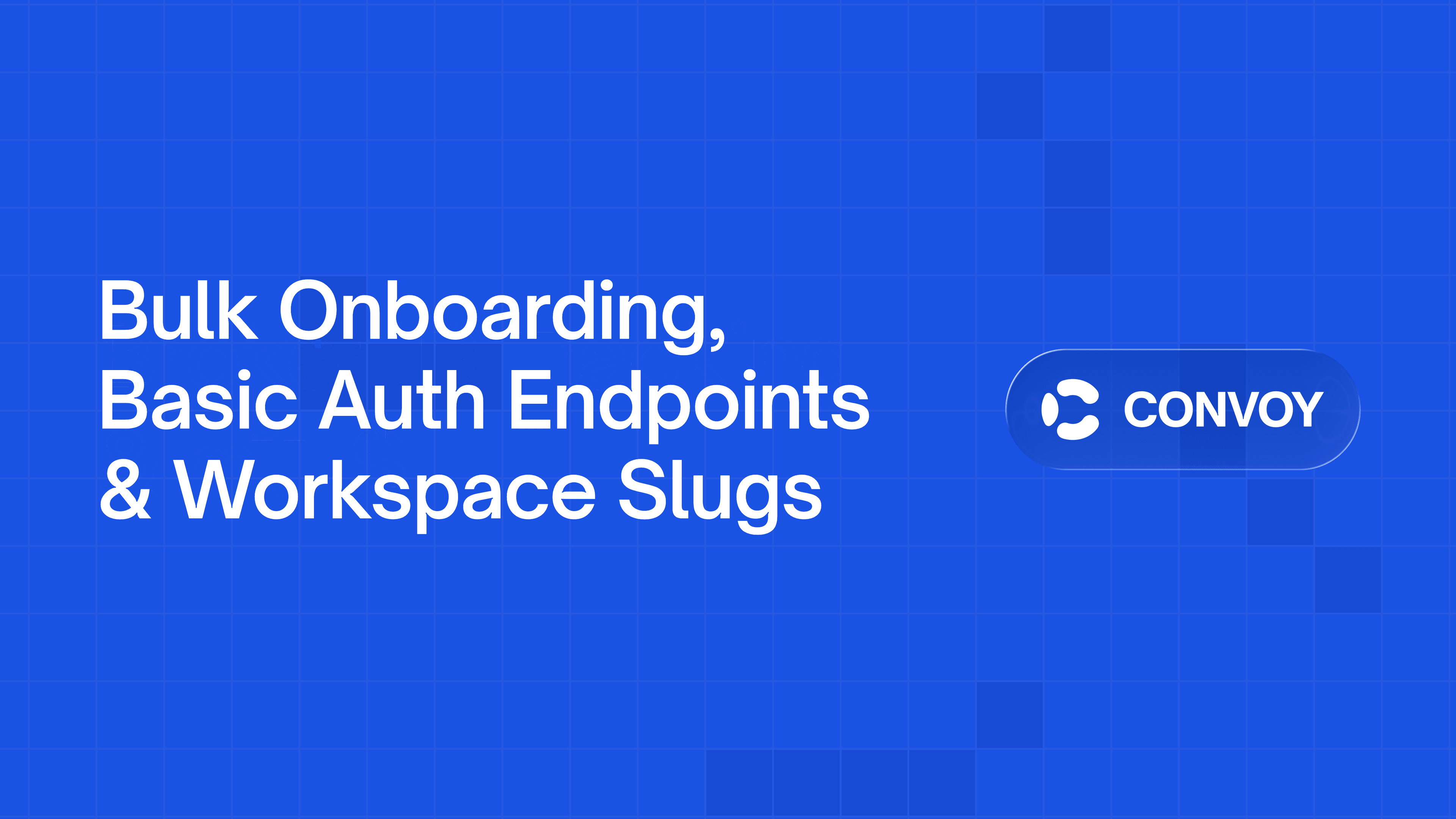 Bulk Onboarding, Basic Auth Endpoints & Workspace Slugs
