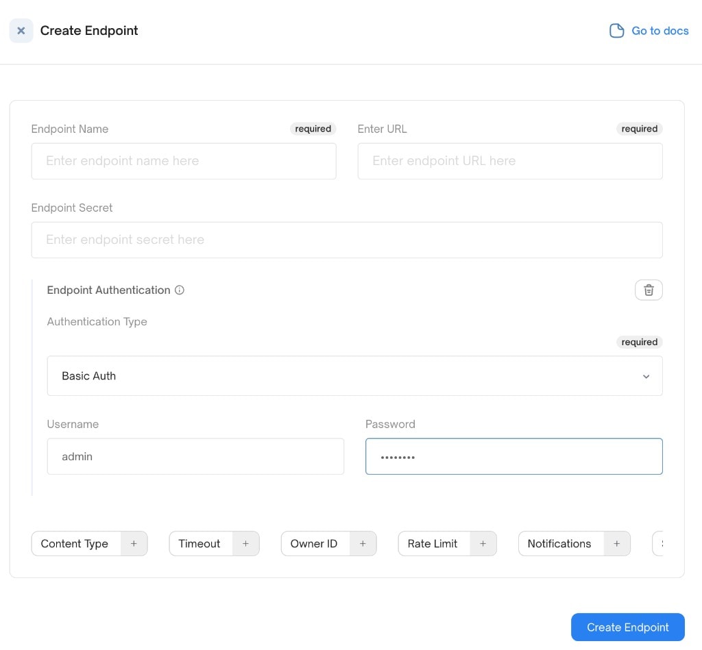 Endpoint basic auth