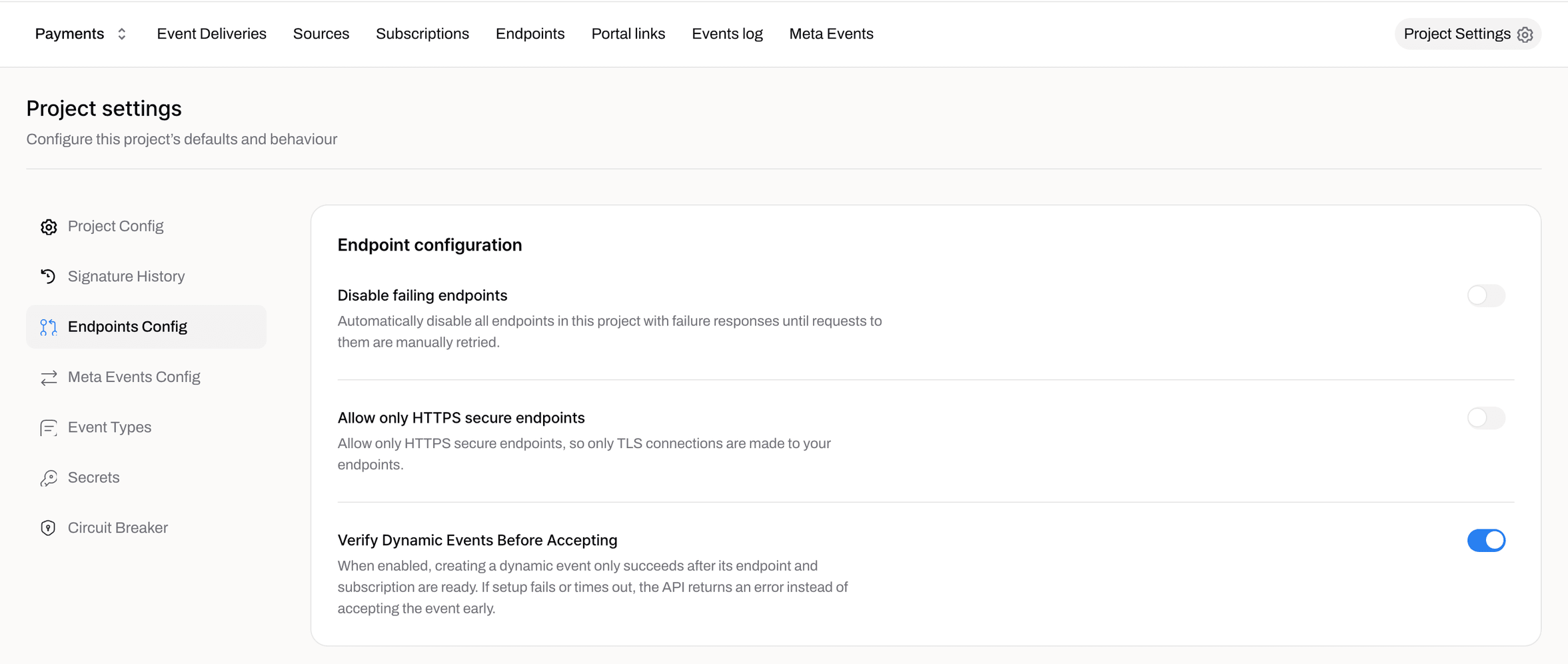 Verify dynamic events before accepting