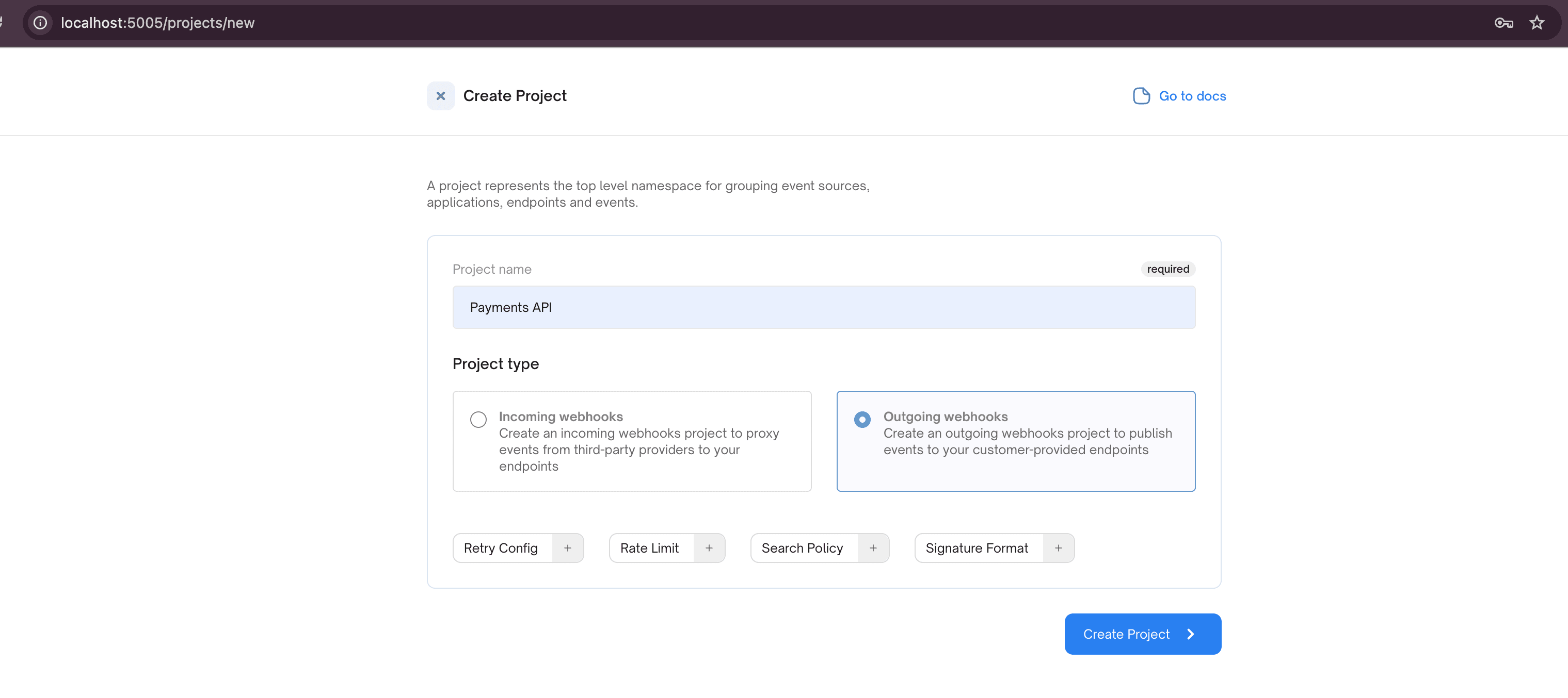 Copy your Project API Key and store it somewhere safe