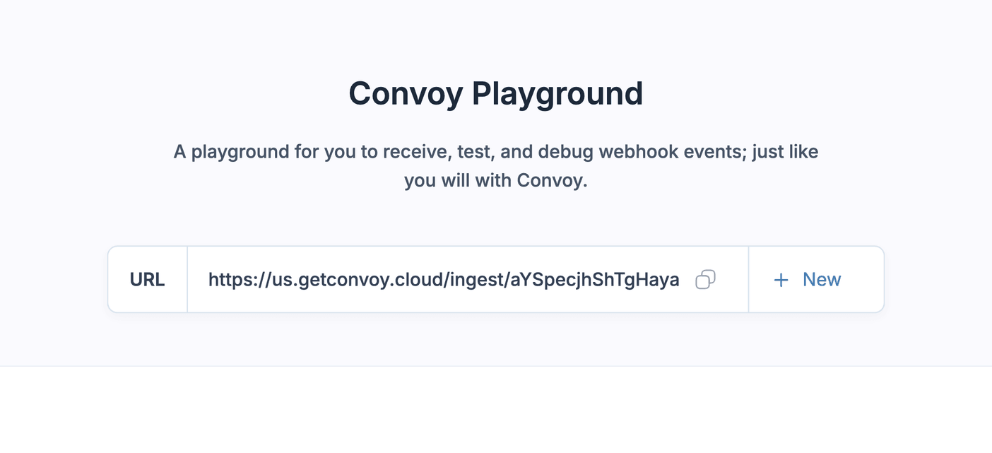 Convoy playground generating an instant unique webhook URL