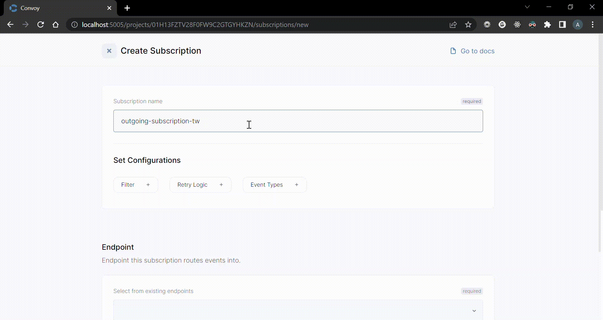 create event filter