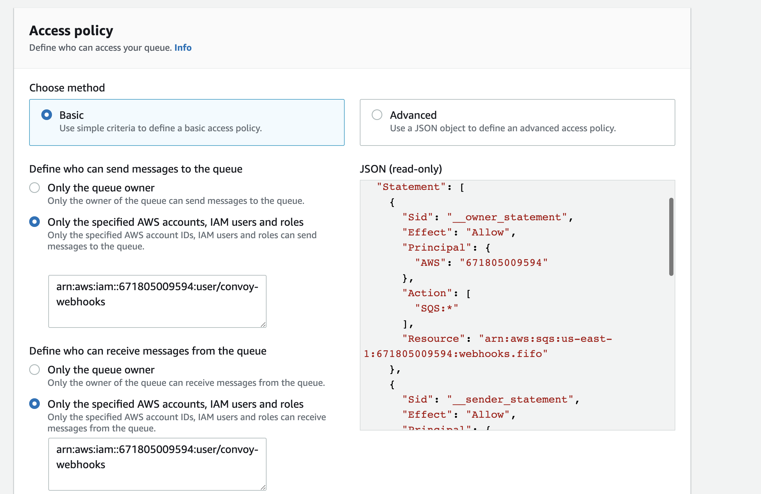add the IAM user under access policy