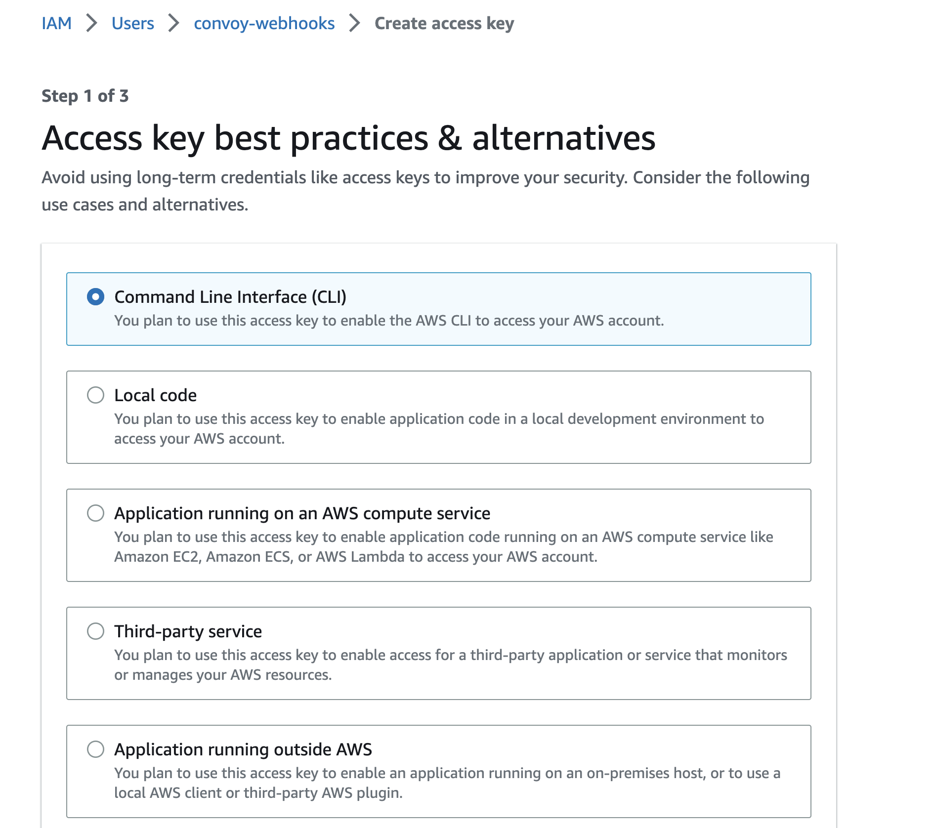 create CLI access key