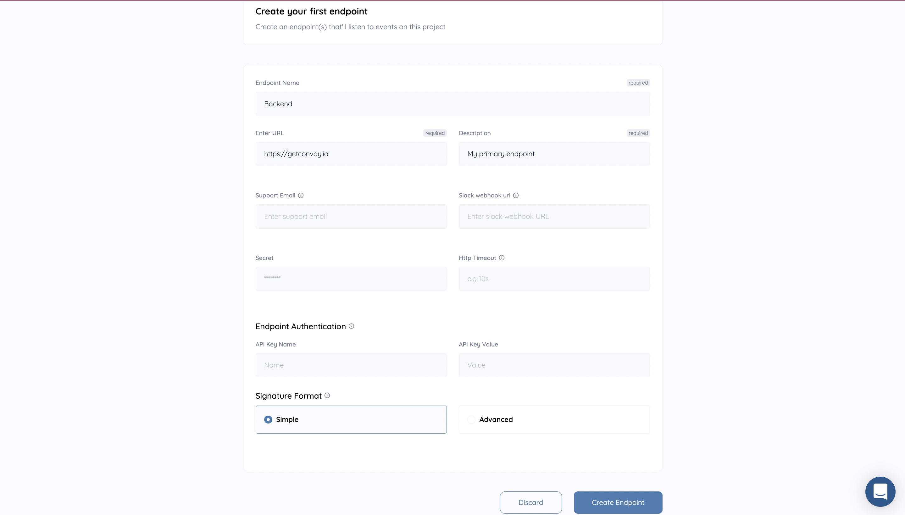 Create endpoint