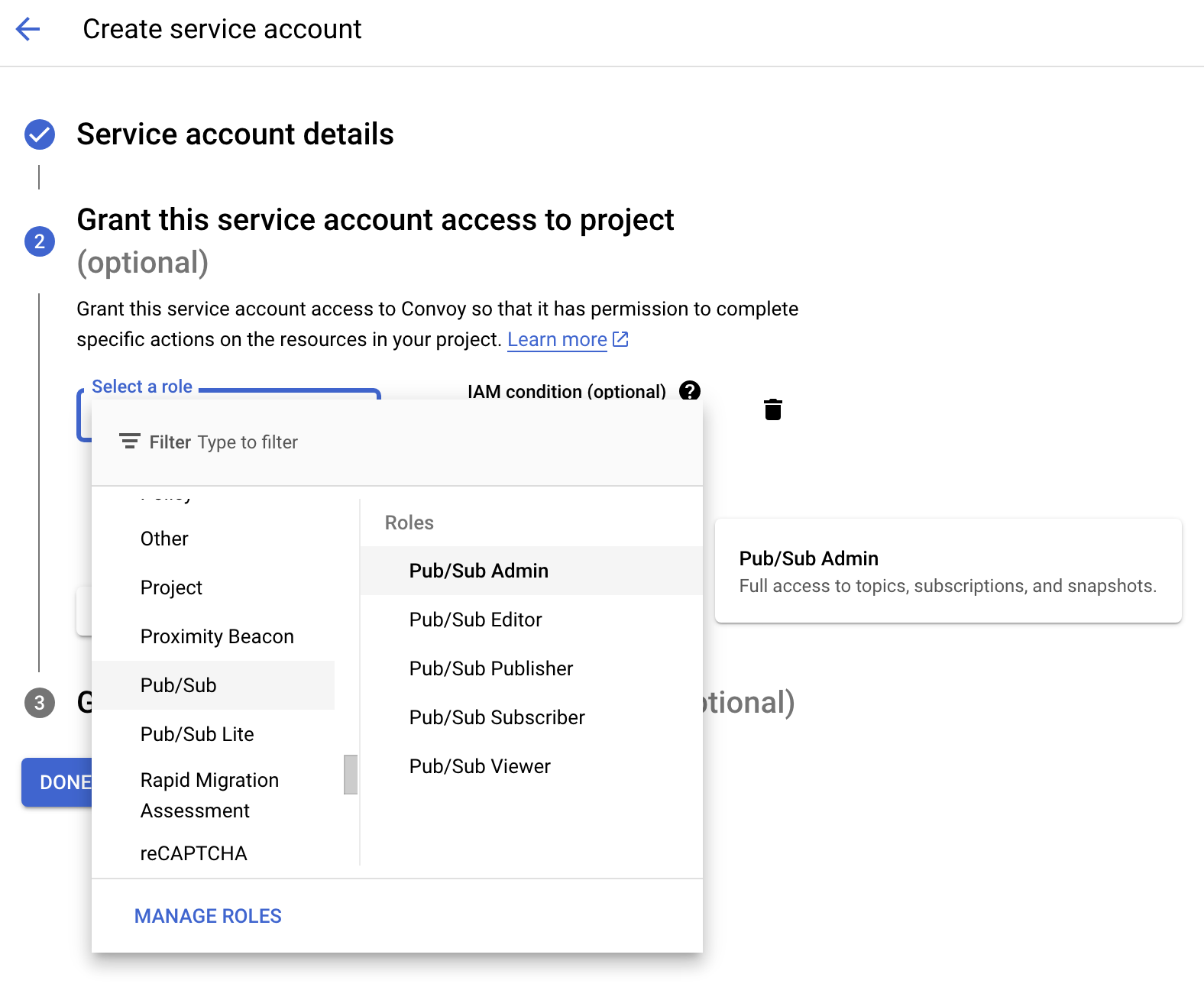 create service account