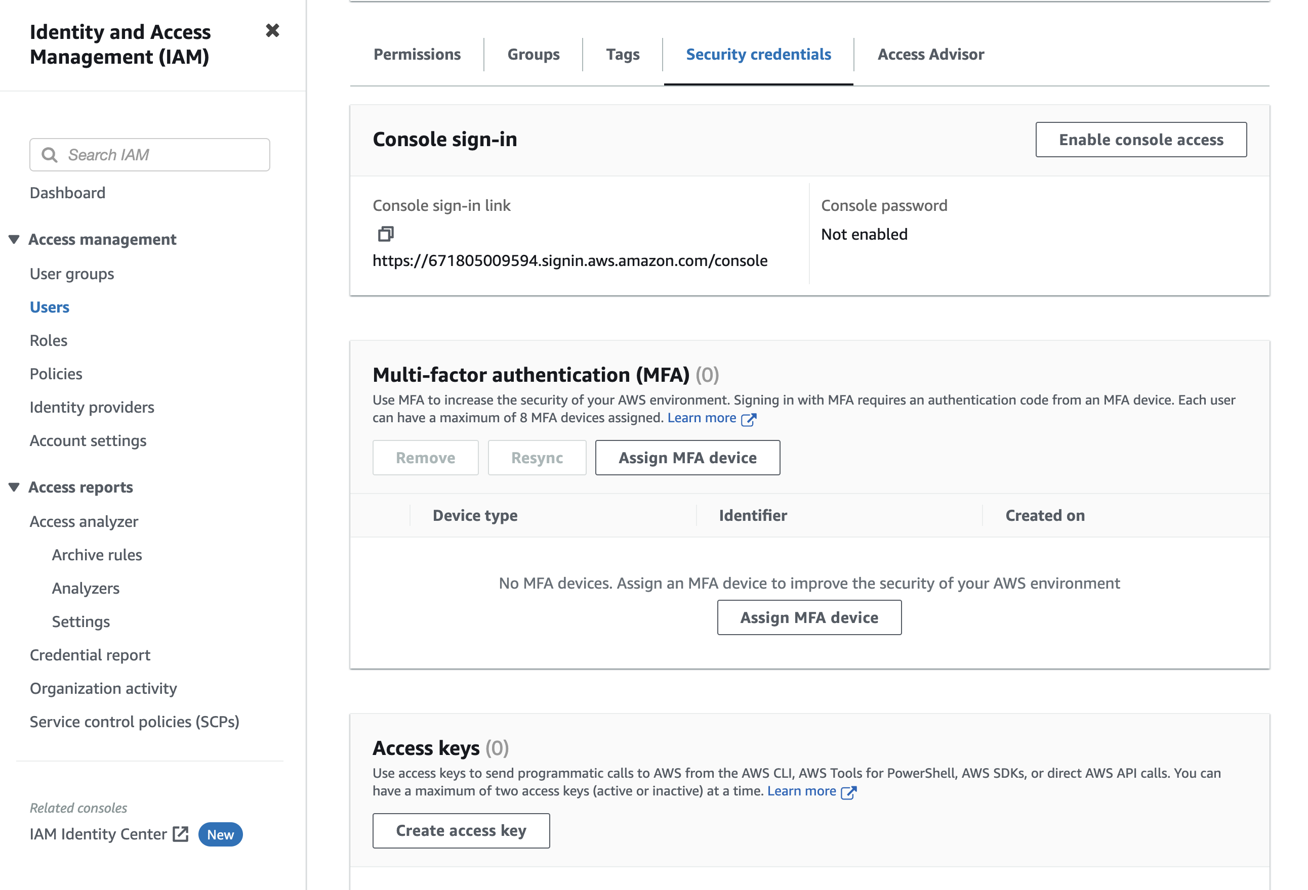 generate a new access key
