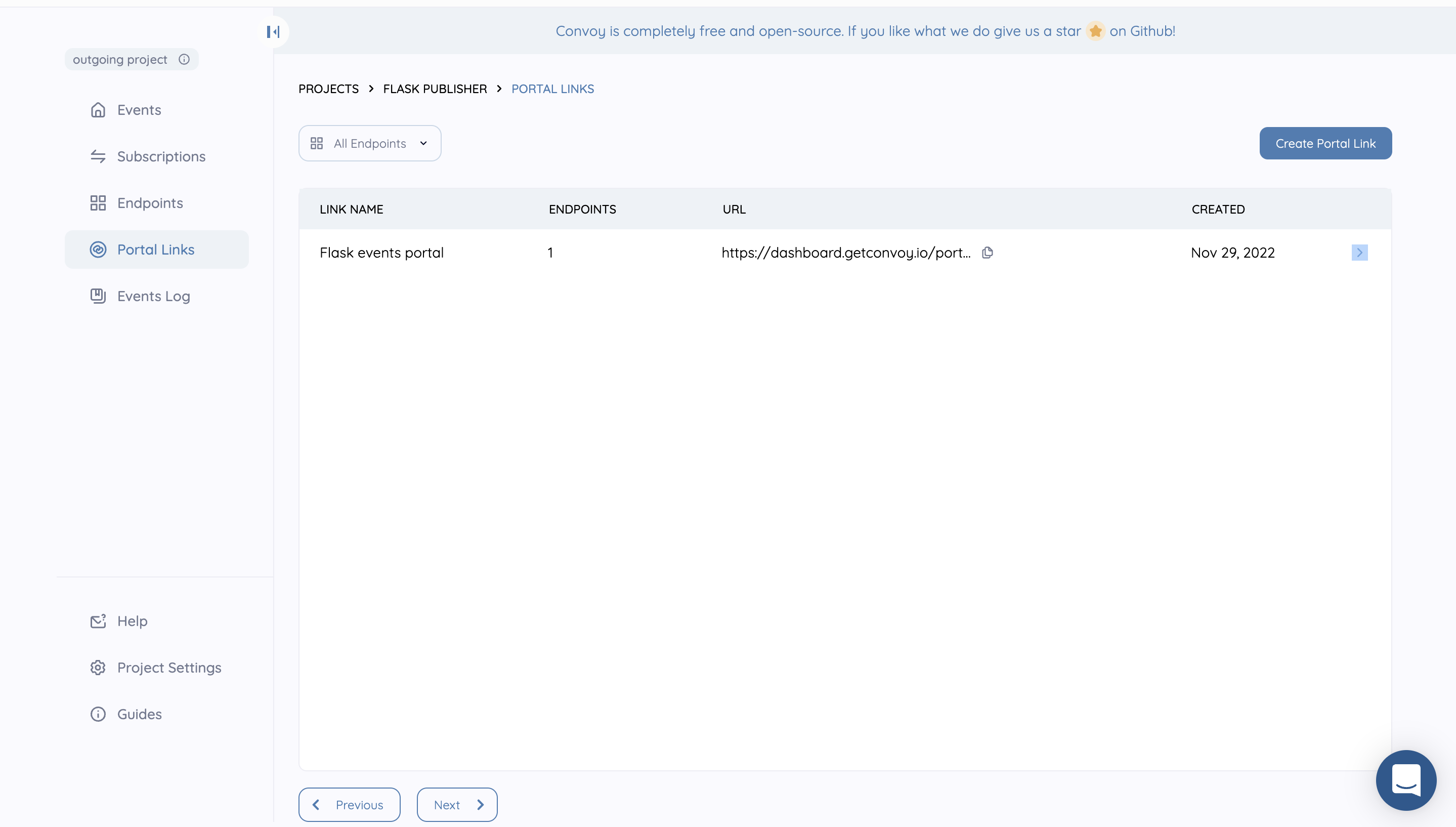 Portal links page