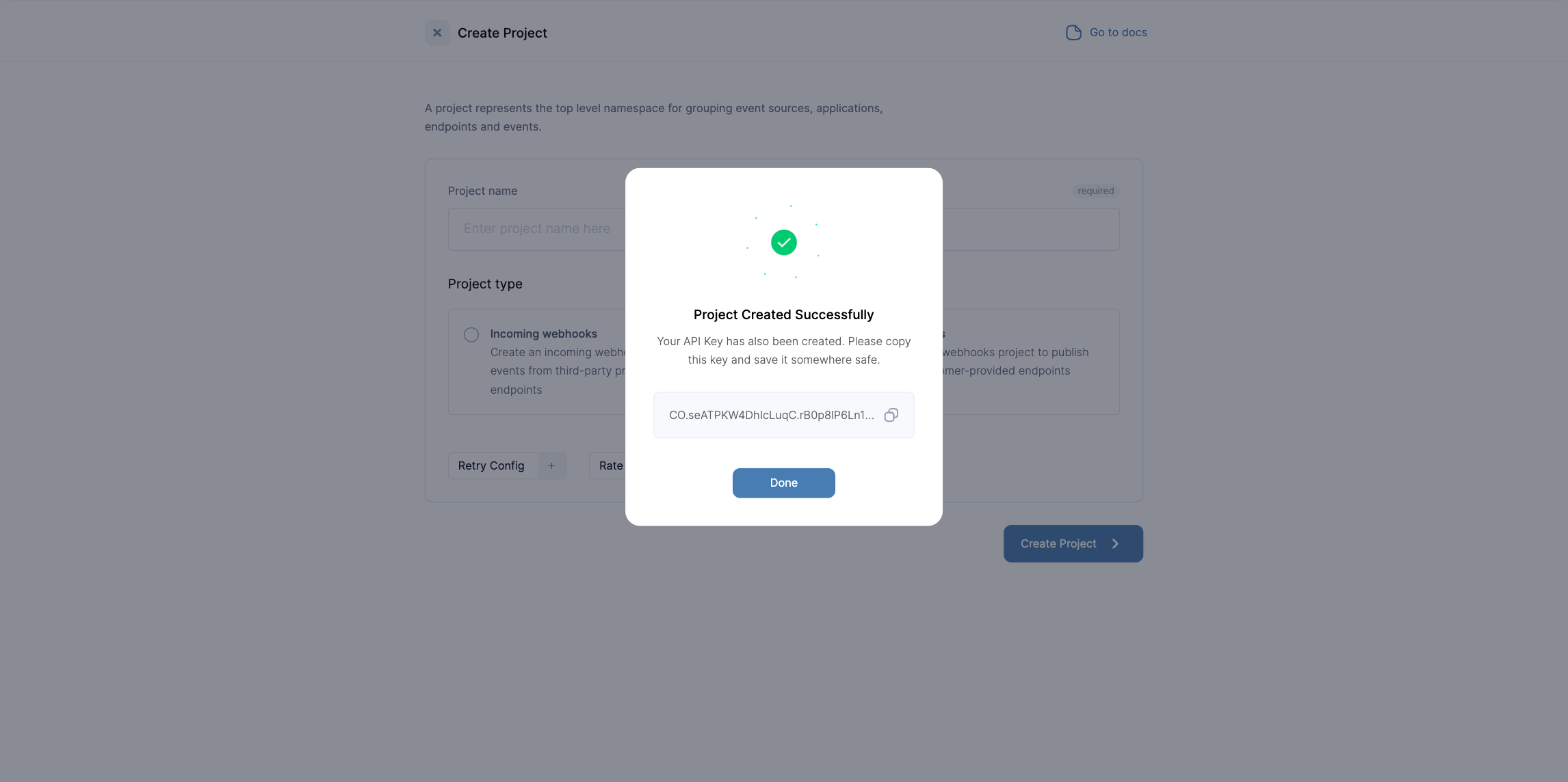 New project API key