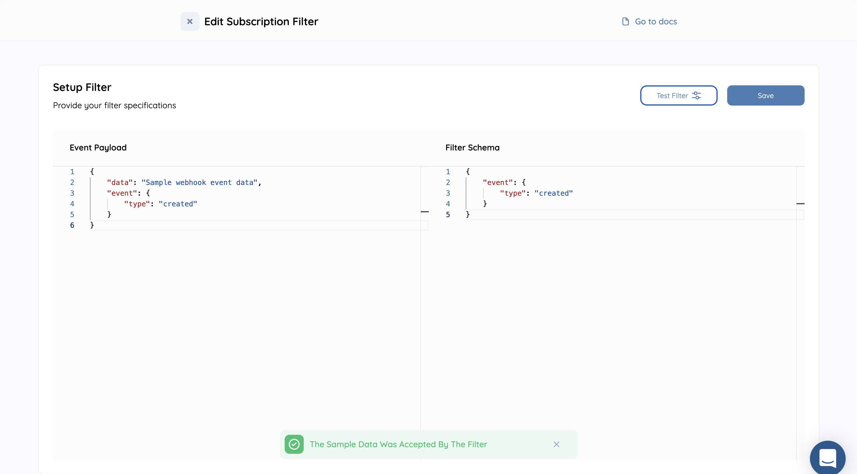 subscription filter modal