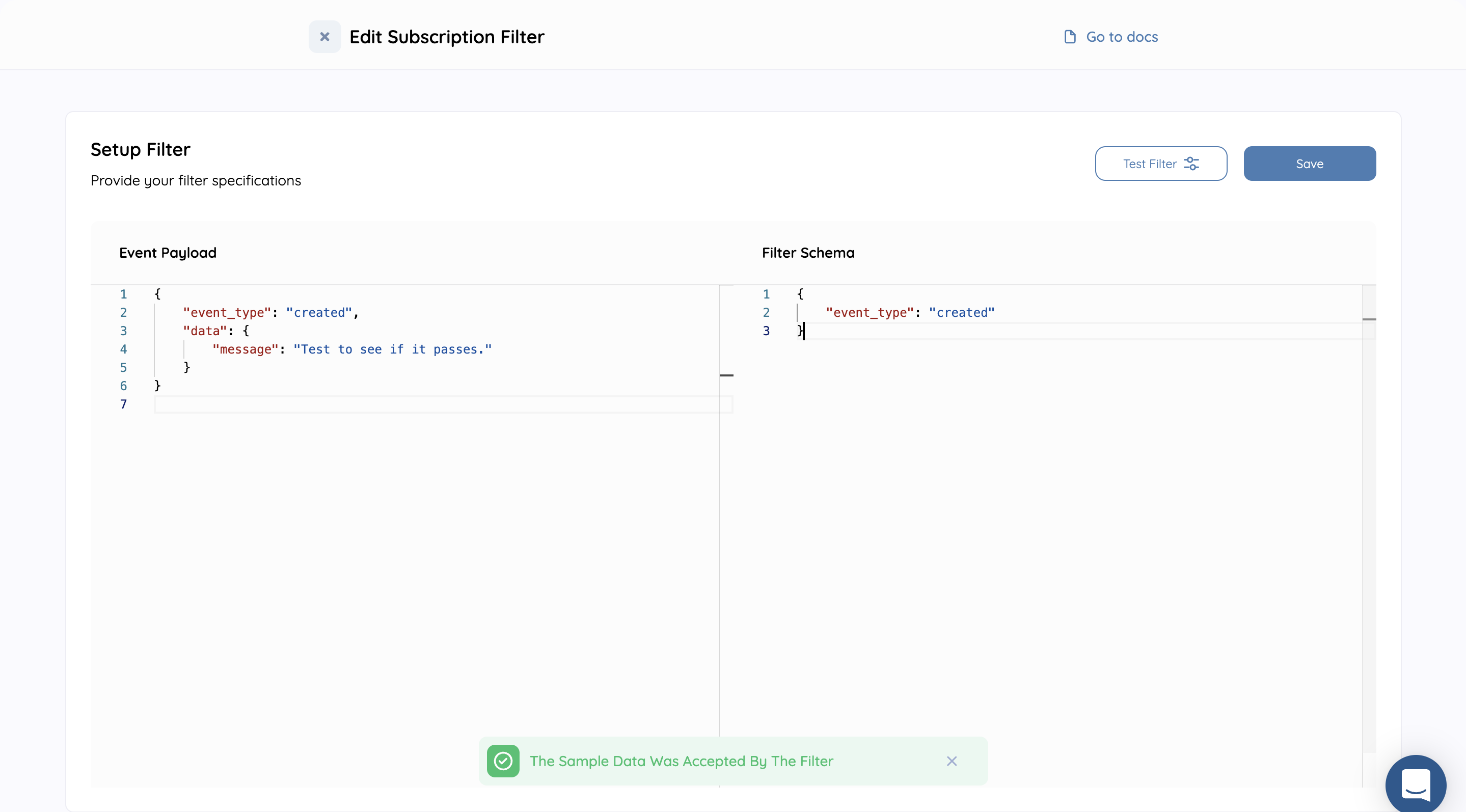 subscription filter modal